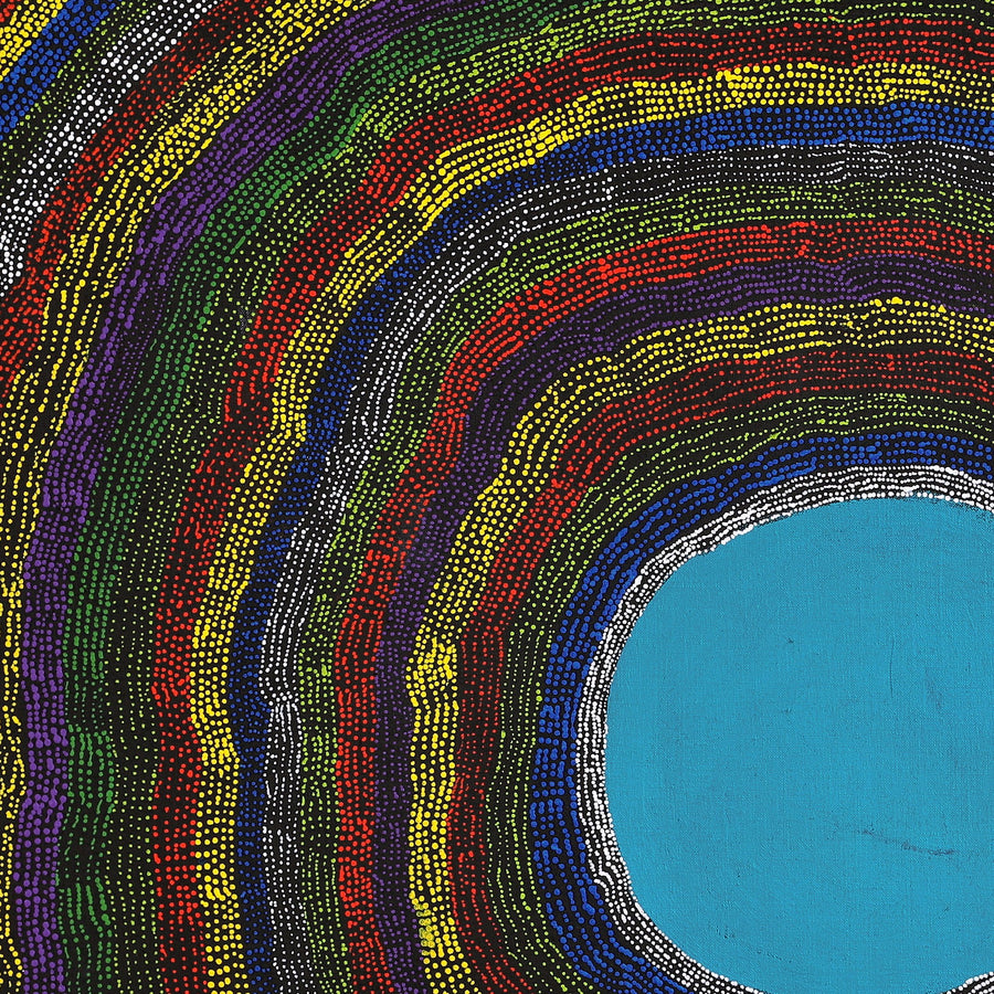 Aboriginal Artwork by Peggy Napurrurla Granites, Pirlarla Jukurrpa (Dogwood Tree Bean Dreaming), 76x76cm