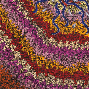 Aboriginal Artwork by Peggy Napurrurla Granites, Pirlarla Jukurrpa (Dogwood Tree Bean Dreaming), 91x61cm - ART ARK®