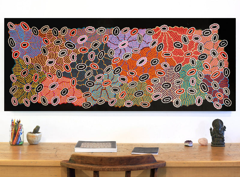 Aboriginal Artwork by Priscilla Nangala Robertson, Karnta Jukurrpa (Womens Dreaming), 152x61cm