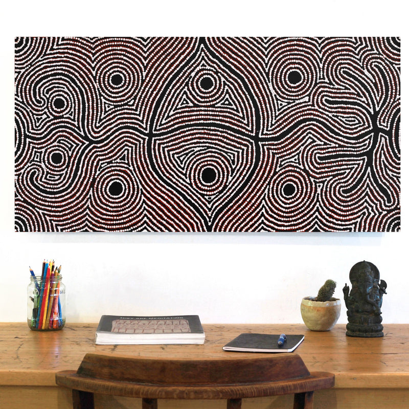 Aboriginal Artwork by Reva Nungarrayi Dickson, Mina Mina Dreaming, 91x46cm