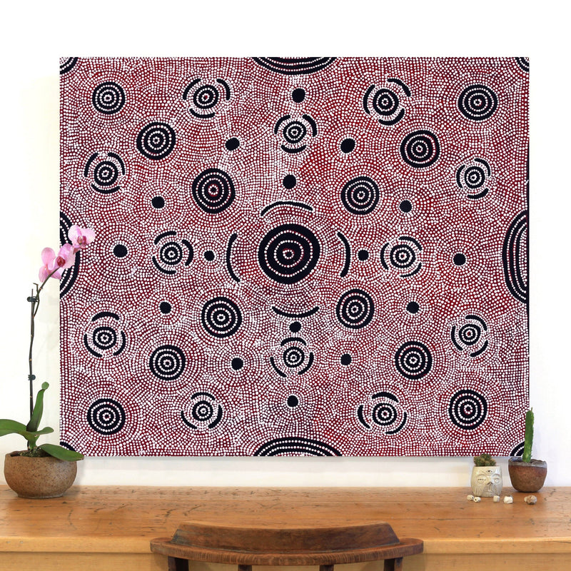 Aboriginal Artwork by Reva Nungarrayi Dickson, Mina Mina Jukurrpa (Mina Mina Dreaming) - Ngalyipi, 107x91cm