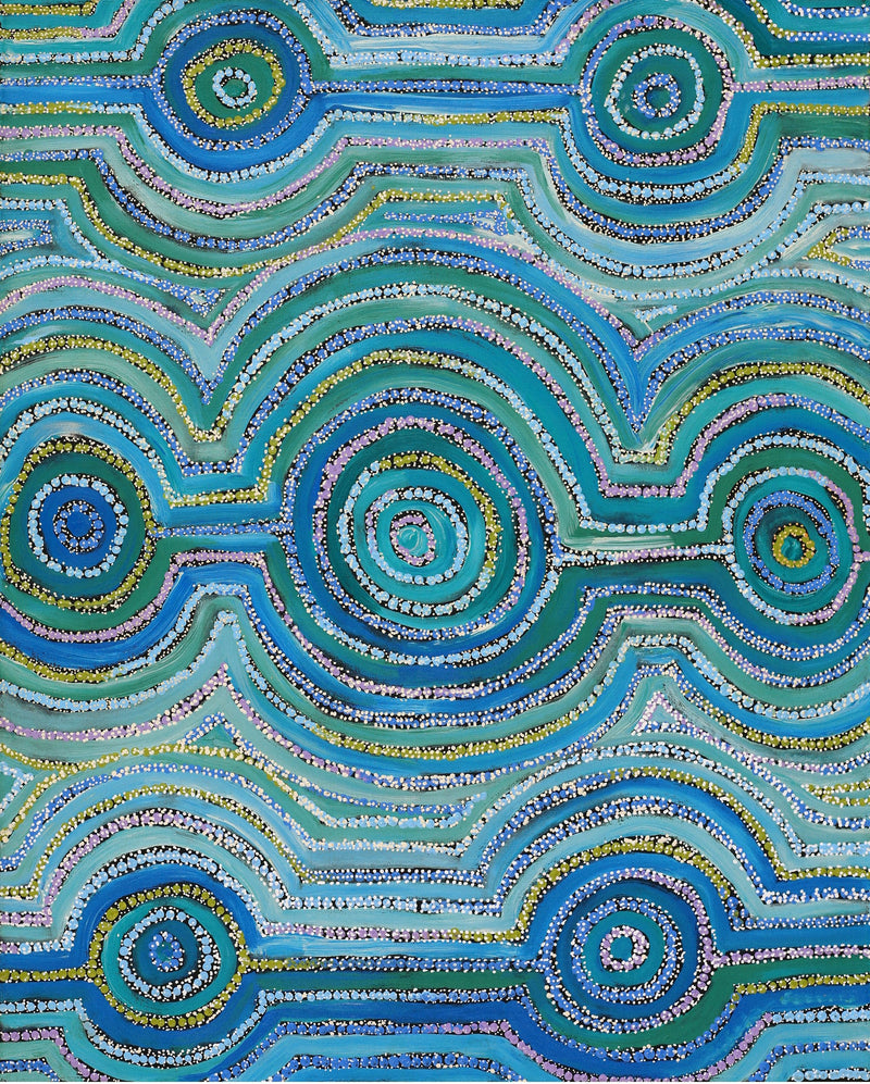 Aboriginal Artwork by Ricardo Jampijinpa Gallagher, Yankirri Jukurrpa (Emu Dreaming) - Ngarlikurlangu, 76x61cm
