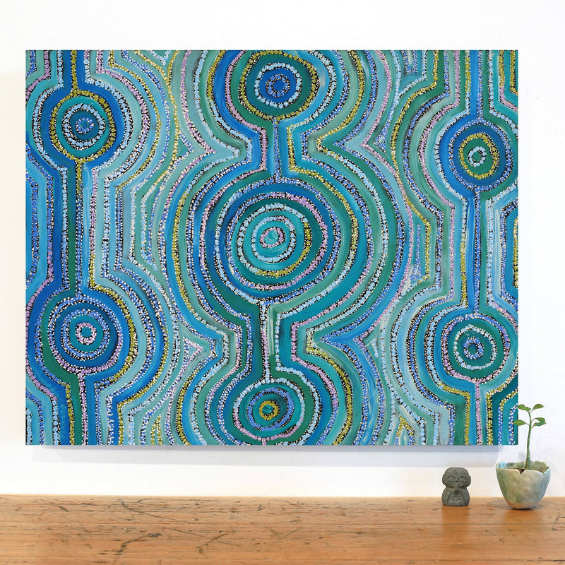 Aboriginal Artwork by Ricardo Jampijinpa Gallagher, Yankirri Jukurrpa (Emu Dreaming) - Ngarlikurlangu, 76x61cm