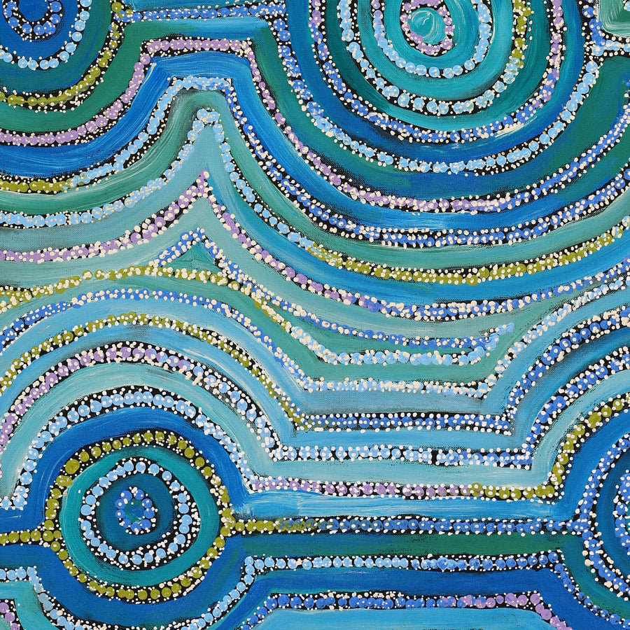 Aboriginal Artwork by Ricardo Jampijinpa Gallagher, Yankirri Jukurrpa (Emu Dreaming) - Ngarlikurlangu, 76x61cm