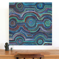 Aboriginal Artwork by Ricardo Jampijinpa Gallagher, Yankirri Jukurrpa (Emu Dreaming) - Ngarlikurlangu, 91x91cm