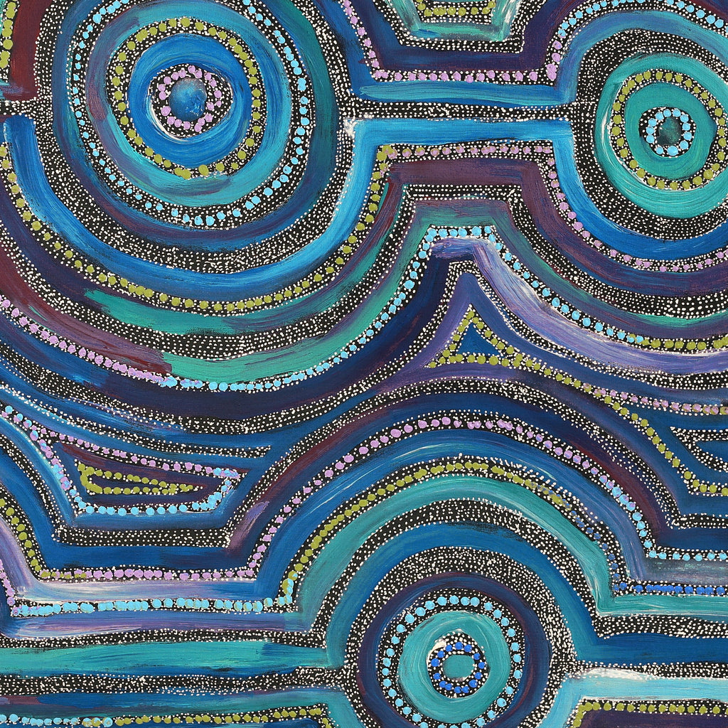 Aboriginal Artwork by Ricardo Jampijinpa Gallagher, Yankirri Jukurrpa (Emu Dreaming) - Ngarlikurlangu, 91x91cm
