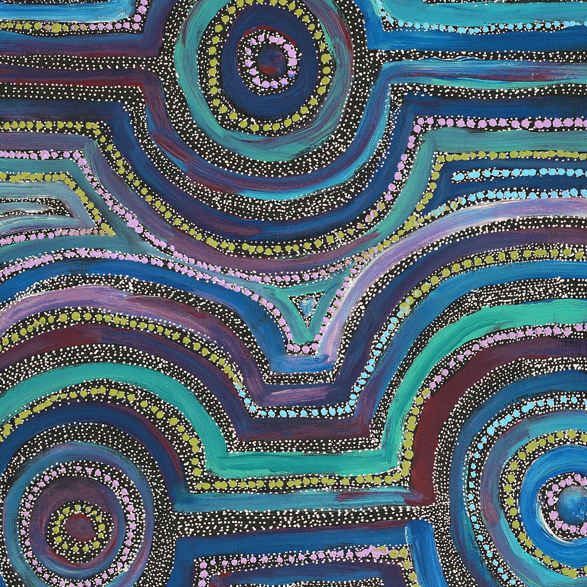 Aboriginal Art by Ricardo Jampijinpa Gallagher, Yankirri Jukurrpa (Emu Dreaming) - Ngarlikurlangu, 91x91cm - ART ARK®