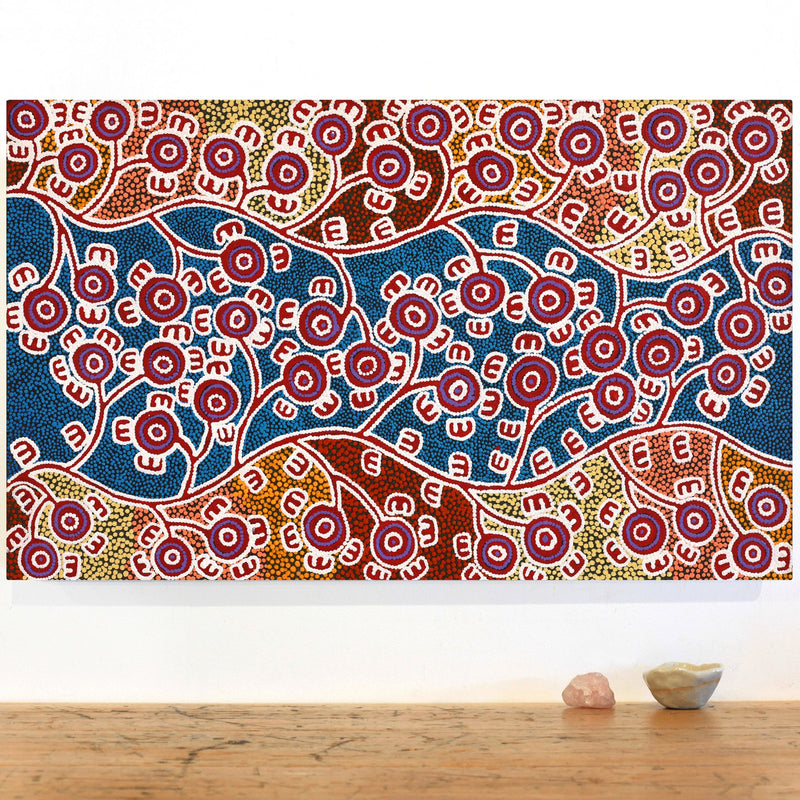Aboriginal Artwork by Ritasha Nampijinpa Martin, Janganpa Jukurrpa (Brush-tail Possum Dreaming) - Mawurrji, 76x46cm