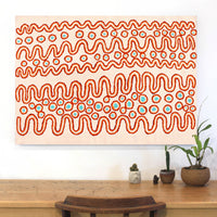 Aboriginal Artwork by Roschelle Nampijinpa Major, Warna Jukurrpa (Snake Dreaming), 107x76cm