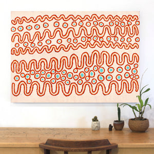 Aboriginal Artwork by Roschelle Nampijinpa Major, Warna Jukurrpa (Snake Dreaming), 107x76cm - ART ARK®