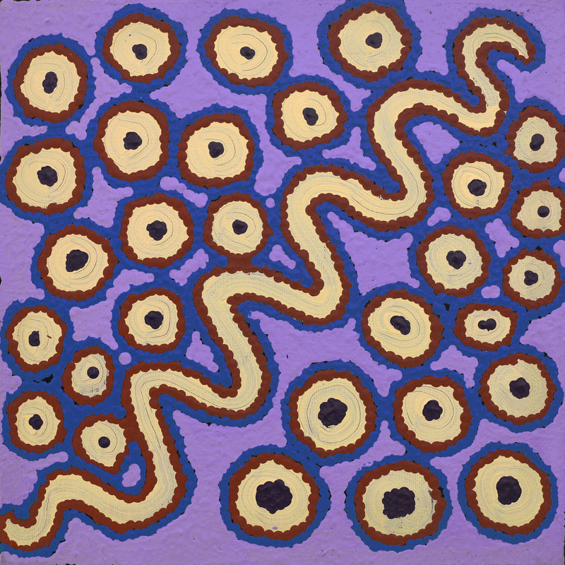 Aboriginal Artwork by Roschelle Nampijinpa Major, Warna Jukurrpa (Snake Dreaming), 30x30cm