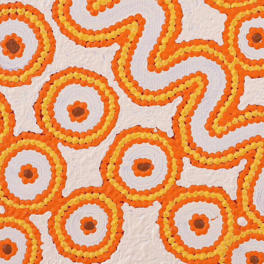 Aboriginal Artwork by Roschelle Nampijinpa Major, Warna Jukurrpa (Snake Dreaming), 30x30cm