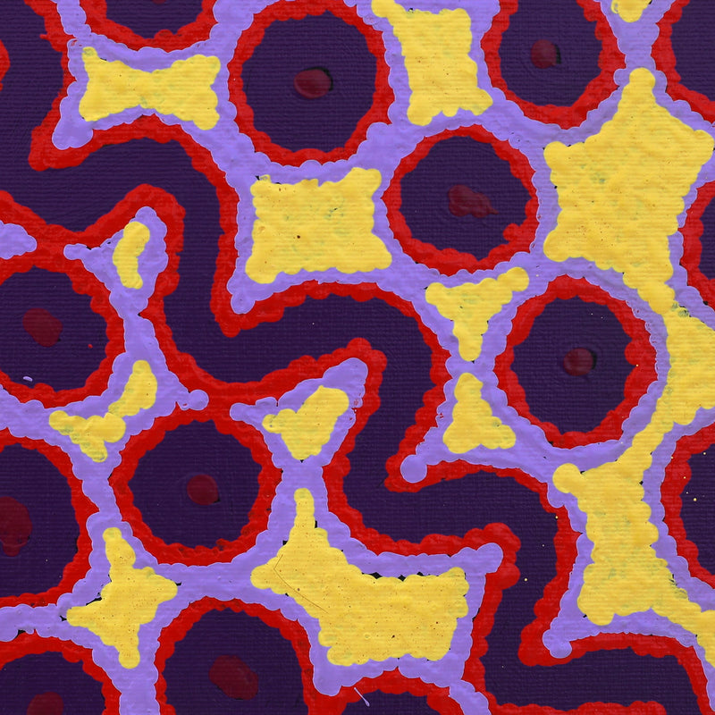 Aboriginal Artwork by Roschelle Nampijinpa Major, Warna Jukurrpa (Snake Dreaming), 30x30cm
