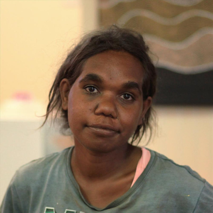 Aboriginal Artwork by Roschelle Nampijinpa Major, Warna Jukurrpa (Snake Dreaming), 30x30cm