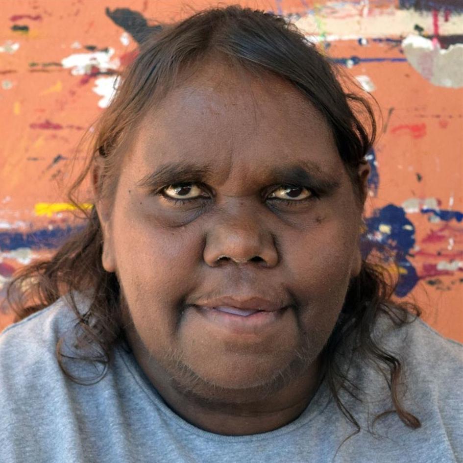 Aboriginal Artwork by Sabrina Nangala Robertson, Ngapa Jukurrpa (Water Dreaming) - Pirlinyarnu, 122x30cm - ART ARK®