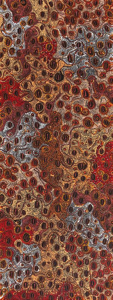 Aboriginal Artwork by Sabrina Nangala Robertson, Ngapa Jukurrpa (Water Dreaming) - Pirlinyarnu, 122x46cm
