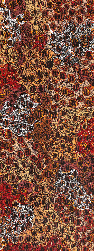 Aboriginal Artwork by Sabrina Nangala Robertson, Ngapa Jukurrpa (Water Dreaming) - Pirlinyarnu, 122x46cm