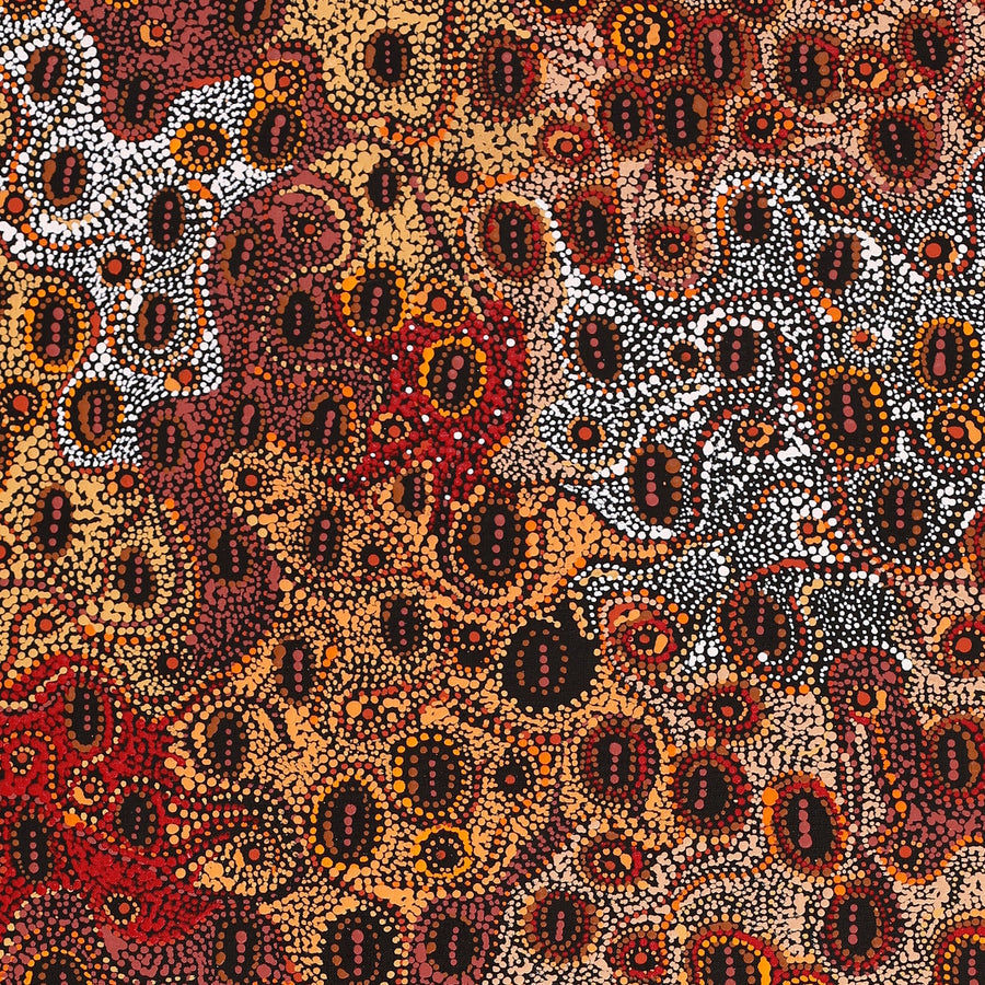 Aboriginal Artwork by Sabrina Nangala Robertson, Ngapa Jukurrpa (Water Dreaming) - Pirlinyarnu, 122x46cm