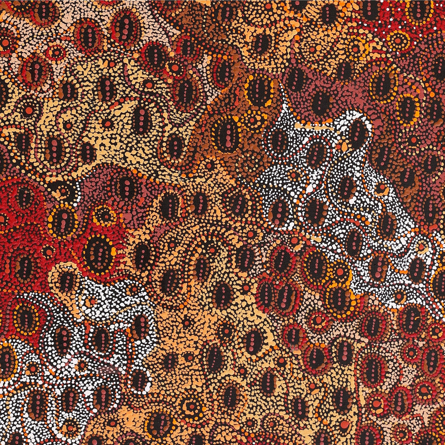 Aboriginal Artwork by Sabrina Nangala Robertson, Ngapa Jukurrpa (Water Dreaming) - Pirlinyarnu, 122x46cm