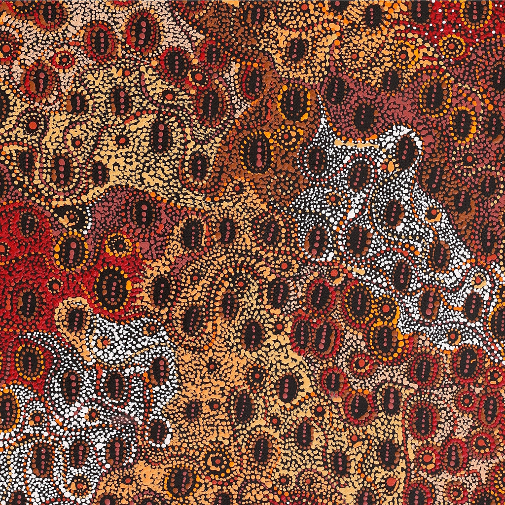 Aboriginal Artwork by Sabrina Nangala Robertson, Ngapa Jukurrpa (Water Dreaming) - Pirlinyarnu, 122x46cm - ART ARK®