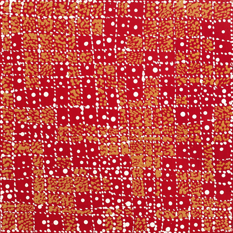 Aboriginal Artwork by Sabrina Nangala Robertson, Ngapa Jukurrpa (Water Dreaming) - Pirlinyarnu, 30x30cm
