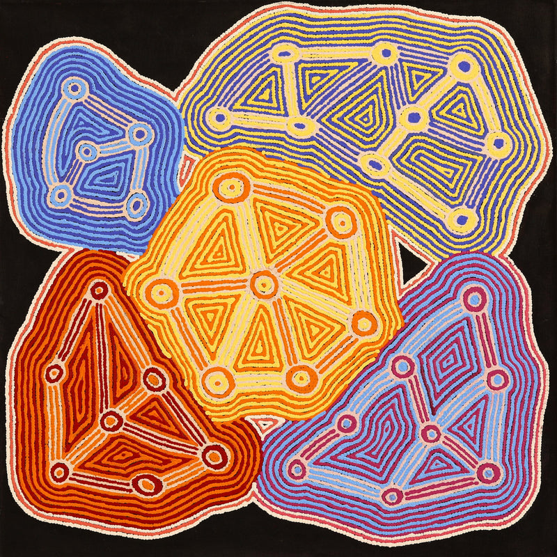 Aboriginal Artwork by Sabrina Nungarrayi Gibson, Yankirri Jukurrpa (Emu Dreaming) - Ngarlikurlangu, 91x91cm