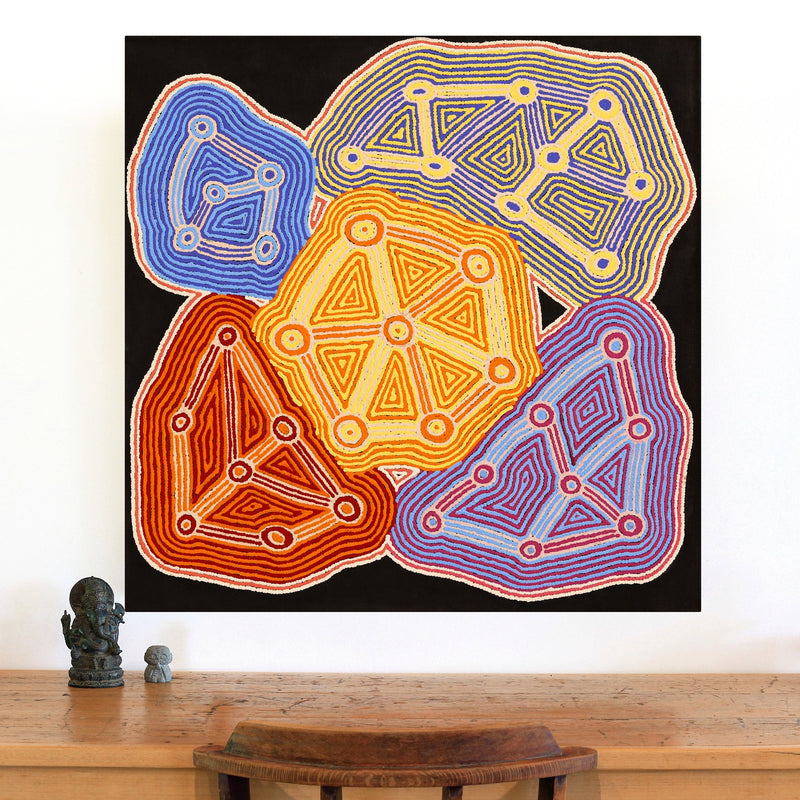 Aboriginal Artwork by Sabrina Nungarrayi Gibson, Yankirri Jukurrpa (Emu Dreaming) - Ngarlikurlangu, 91x91cm