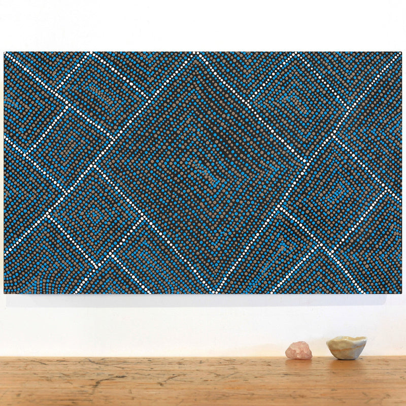 Aboriginal Artwork by Samara Napaljarri Dickson, Watiya-warnu Jukurrpa (Seed Dreaming), 76x46cm
