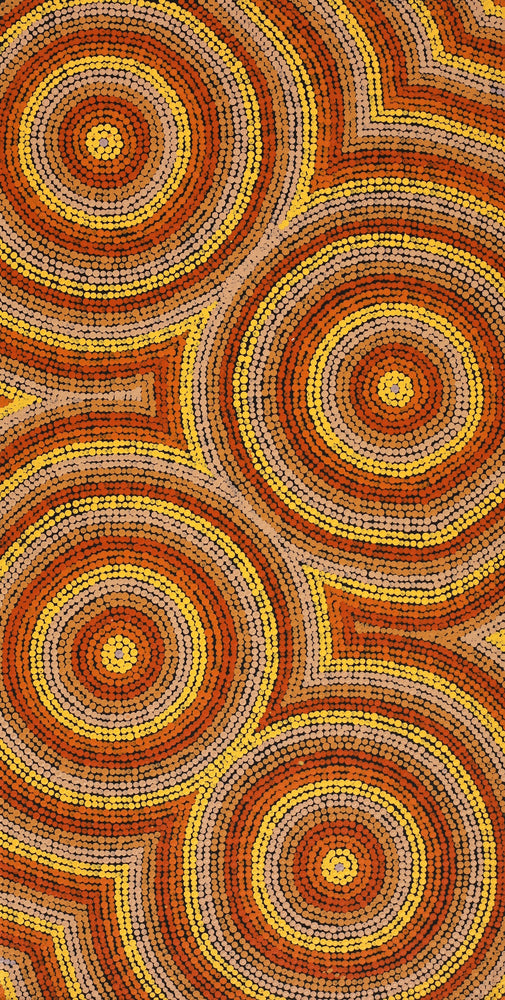 Aboriginal Artwork by Sarah-Jane Nampijinpa Singleton, Yankirri Jukurrpa (Emu Dreaming) - Ngarlikirlangu, 91x46cm