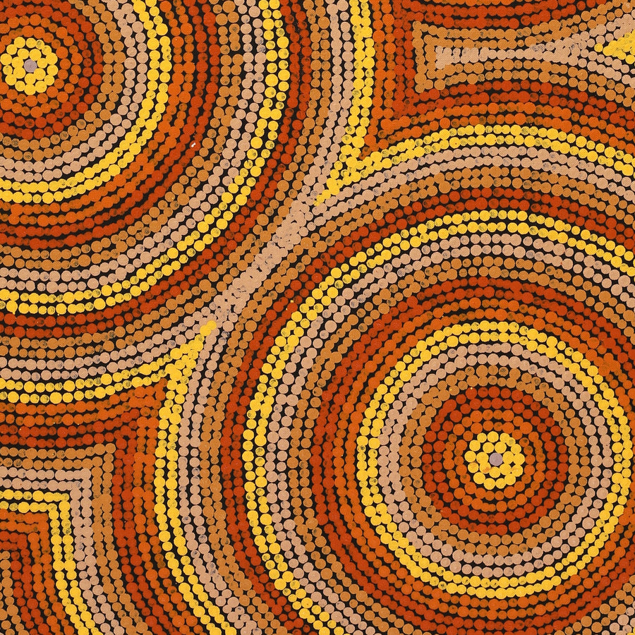 Aboriginal Artwork by Sarah-Jane Nampijinpa Singleton, Yankirri Jukurrpa (Emu Dreaming) - Ngarlikirlangu, 91x46cm