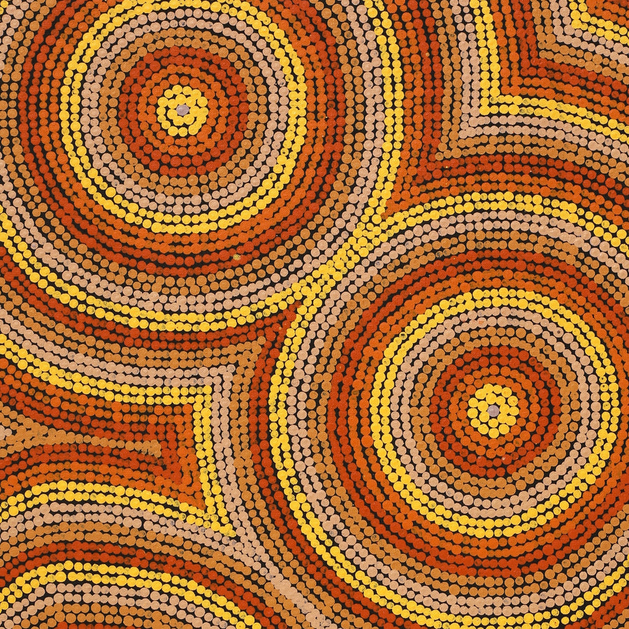 Aboriginal Artwork by Sarah-Jane Nampijinpa Singleton, Yankirri Jukurrpa (Emu Dreaming) - Ngarlikirlangu, 91x46cm