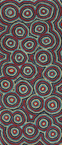Aboriginal Artwork by Sarah Napaljarri Simms, Mina Mina Jukurrpa (Mina Mina Dreaming), 107x46cm