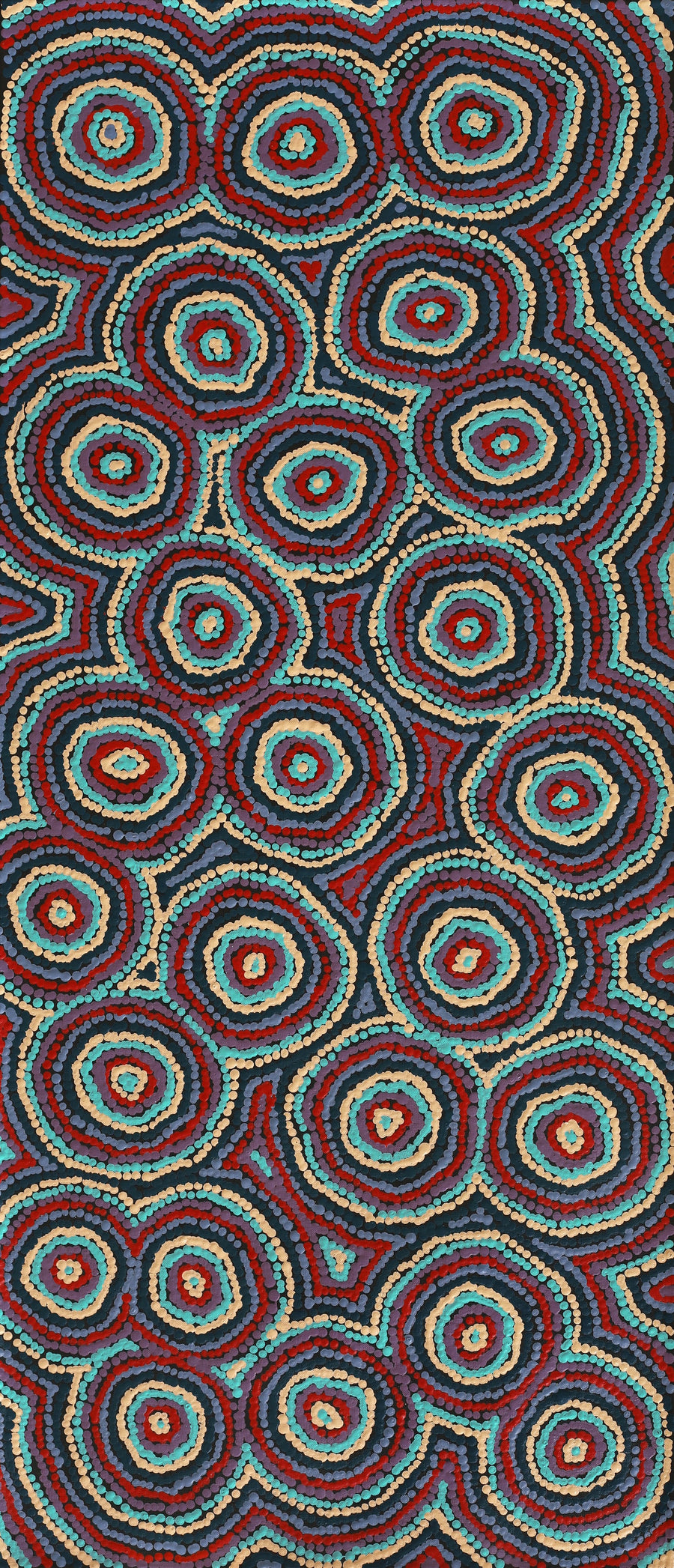 Aboriginal Artwork by Sarah Napaljarri Simms, Mina Mina Jukurrpa (Mina Mina Dreaming), 107x46cm