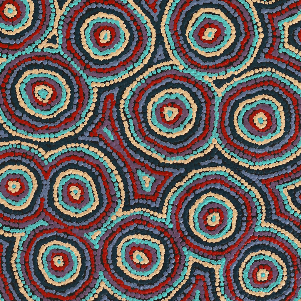 Aboriginal Artwork by Sarah Napaljarri Simms, Mina Mina Jukurrpa (Mina Mina Dreaming), 107x46cm