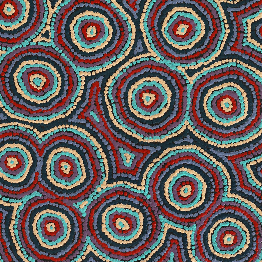 Aboriginal Artwork by Sarah Napaljarri Simms, Mina Mina Jukurrpa (Mina Mina Dreaming), 107x46cm