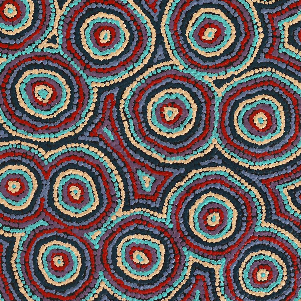 Aboriginal Art by Sarah Napaljarri Simms, Mina Mina Jukurrpa (Mina Mina Dreaming), 107x46cm - ART ARK®