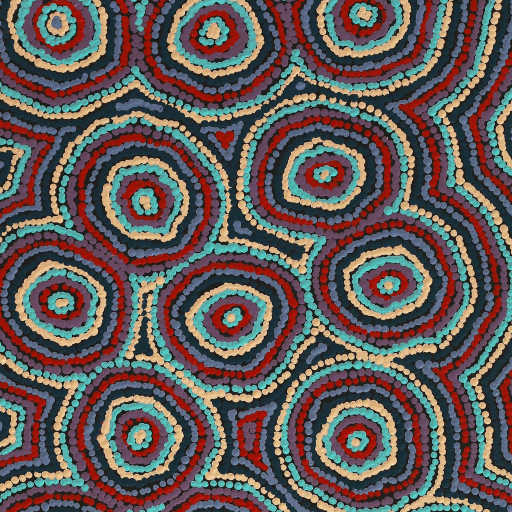 Aboriginal Artwork by Sarah Napaljarri Simms, Mina Mina Jukurrpa (Mina Mina Dreaming), 107x46cm