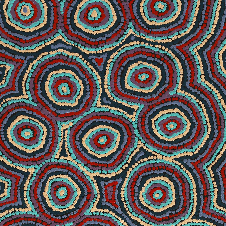 Aboriginal Artwork by Sarah Napaljarri Simms, Mina Mina Jukurrpa (Mina Mina Dreaming), 107x46cm