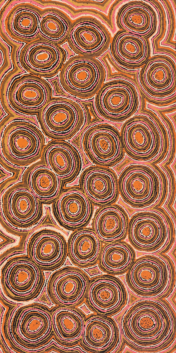 Aboriginal Art by Sarah Napaljarri Simms, Mina Mina Jukurrpa (Mina Mina Dreaming), 122x61cm - ART ARK®