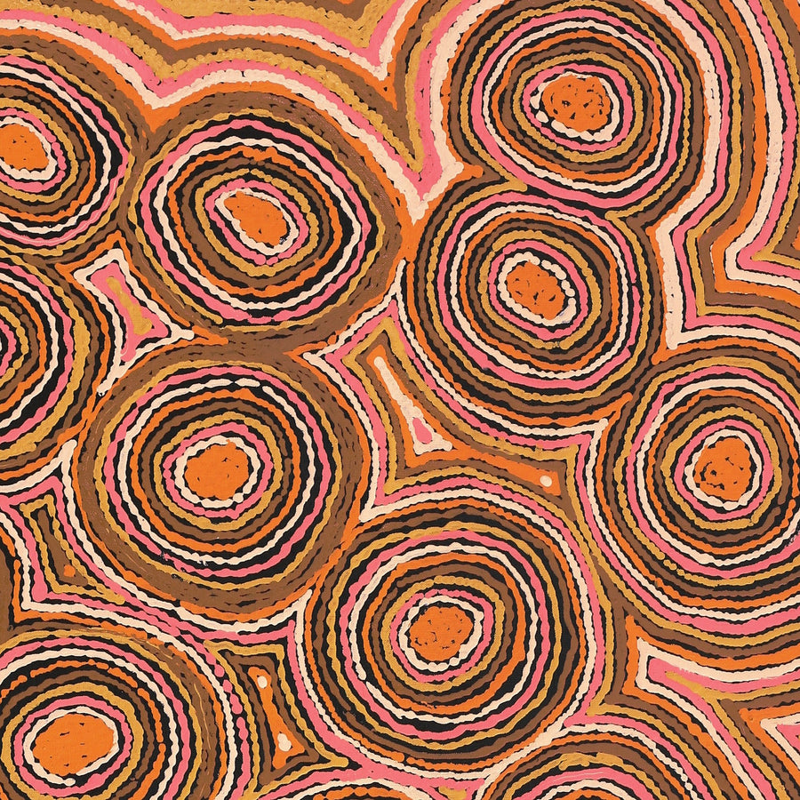 Aboriginal Artwork by Sarah Napaljarri Simms, Mina Mina Jukurrpa (Mina Mina Dreaming), 122x61cm