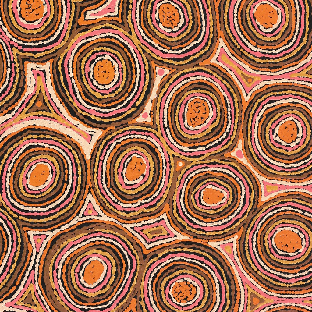 Aboriginal Artwork by Sarah Napaljarri Simms, Mina Mina Jukurrpa (Mina Mina Dreaming), 122x61cm