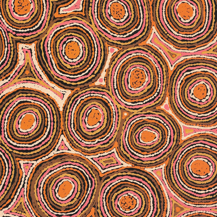 Aboriginal Artwork by Sarah Napaljarri Simms, Mina Mina Jukurrpa (Mina Mina Dreaming), 122x61cm