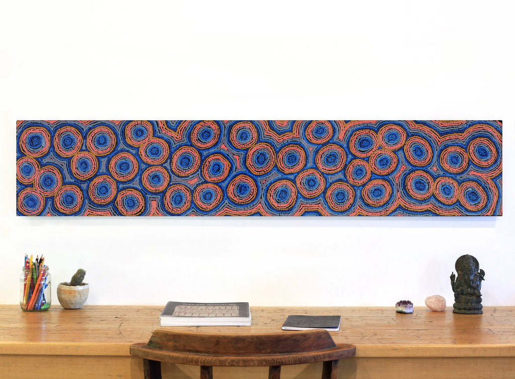 Aboriginal Artwork by Sarah Napaljarri Simms, Mina Mina Jukurrpa (Mina Mina Dreaming), 152x61cm