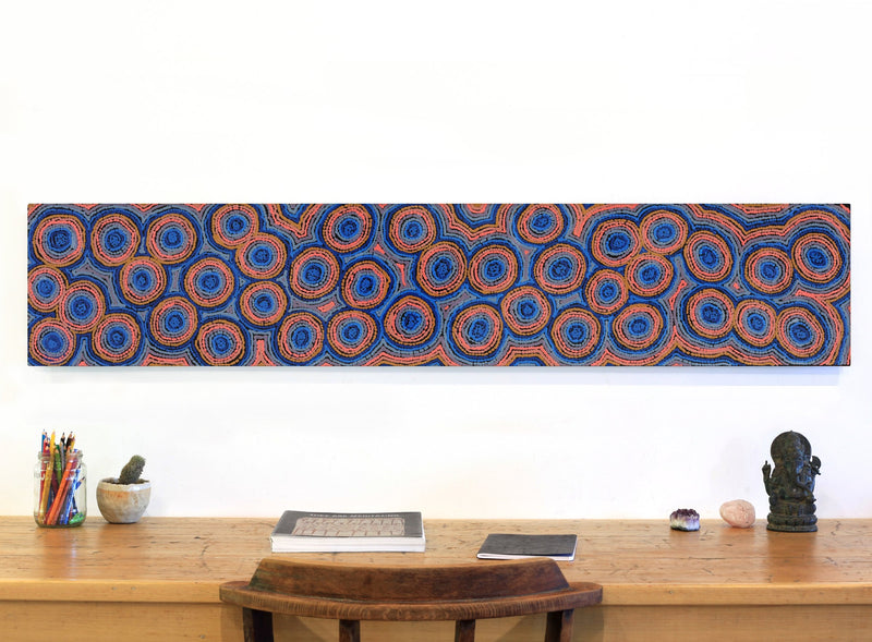 Aboriginal Artwork by Sarah Napaljarri Simms, Mina Mina Jukurrpa (Mina Mina Dreaming), 152x61cm