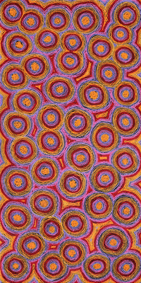 Aboriginal Artwork by Sarah Napaljarri Simms, Mina Mina Jukurrpa (Mina Mina Dreaming), 152x76cm