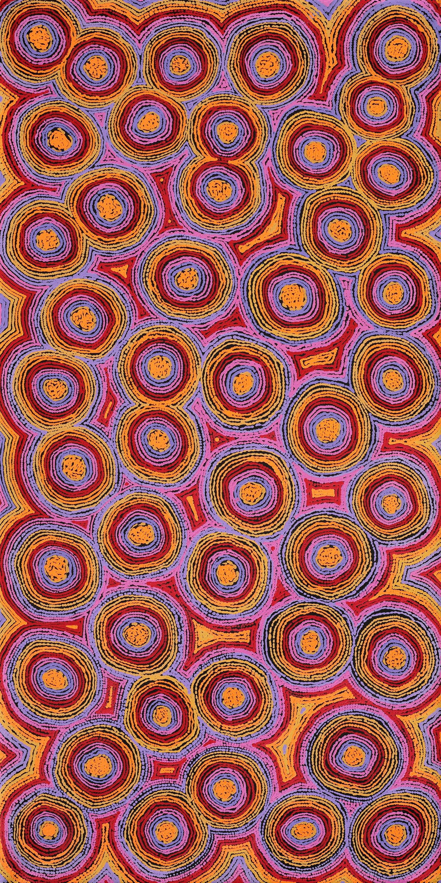 Aboriginal Artwork by Sarah Napaljarri Simms, Mina Mina Jukurrpa (Mina Mina Dreaming), 152x76cm
