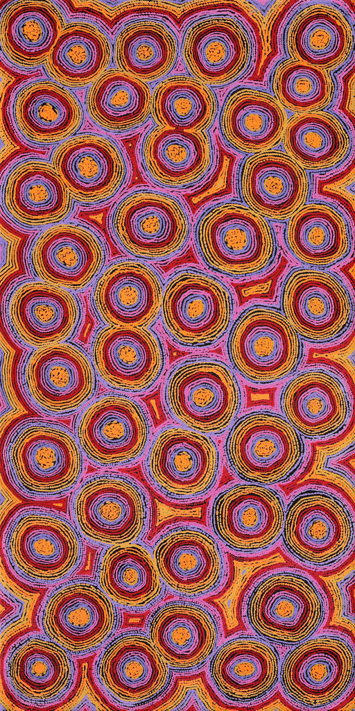 Aboriginal Artwork by Sarah Napaljarri Simms, Mina Mina Jukurrpa (Mina Mina Dreaming), 152x76cm