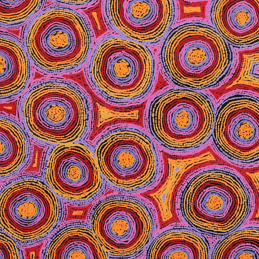 Aboriginal Artwork by Sarah Napaljarri Simms, Mina Mina Jukurrpa (Mina Mina Dreaming), 152x76cm