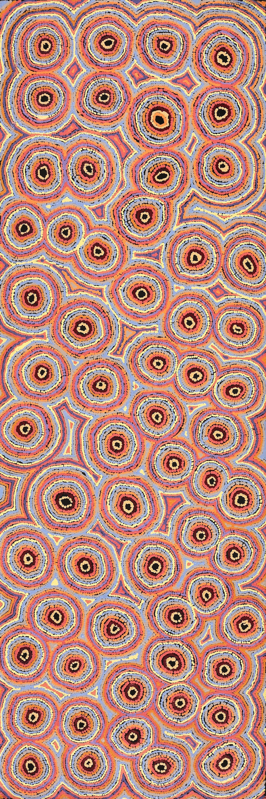 Aboriginal Artwork by Sarah Napaljarri Simms, Mina Mina Jukurrpa (Mina Mina Dreaming), 183x61cm