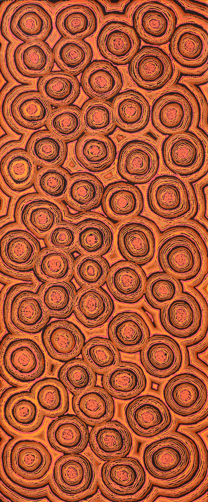Aboriginal Art by Sarah Napaljarri Simms, Mina Mina Jukurrpa (Mina Mina Dreaming), 183x76cm - ART ARK®